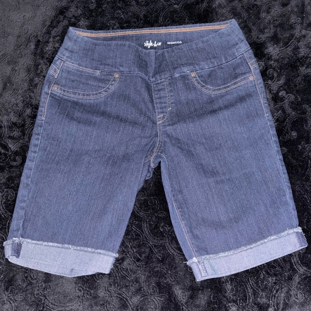 Style & Co Dark Wash Bermuda Shorts